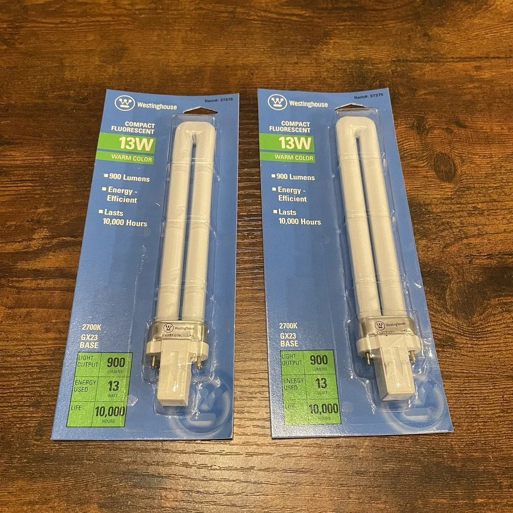 ✅(2) Westinghouse 37374 9W F9TT/27 G23 Base Fluorescent Bulb 2700K #️⃣0257